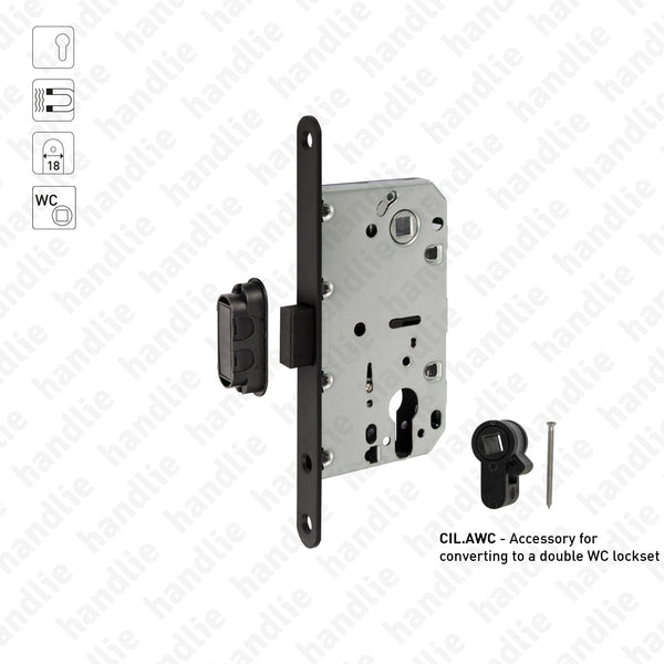 F.115.91.03 + CIL.AWC - Magnetic mortise lock 2 followers / WC (Series 115)