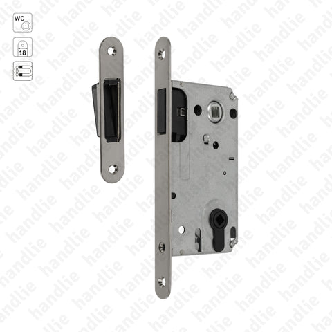 F.114.91.02.R - Magnetic mortise lock - WC / Double follower