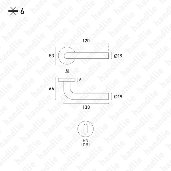 P.IN.8102.06 - Lever handle pair Ø19 | Rose 6mm