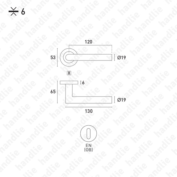 P.IN.8104.06 - Lever handle pair Ø19 | Rose 6mm