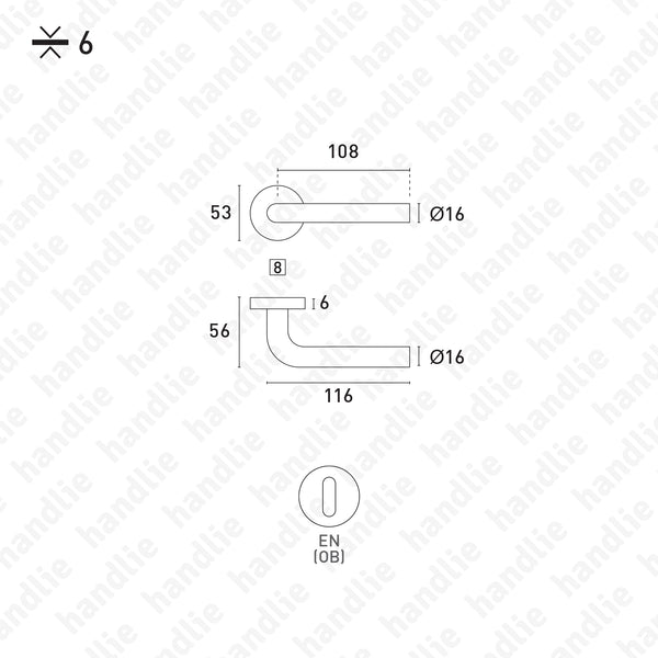 P.IN.8162.06 - Lever handle pair Ø16 | Rose 6mm