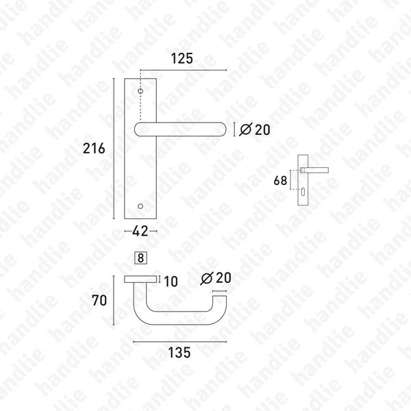 P.IN.8541.216 - Lever handle pair - Stainless Steel