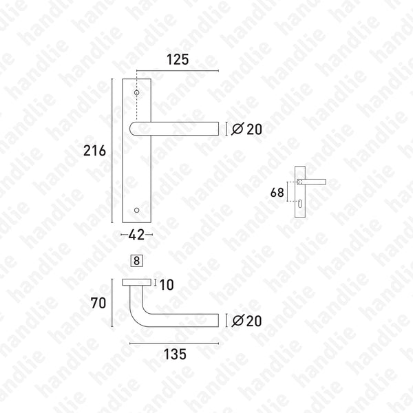 P.IN.8542.216 - Lever handle pair - Stainless Steel