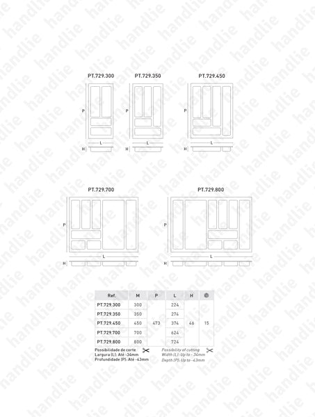 PT.729 - Cutlery tray with different dimensions - Polypropylene