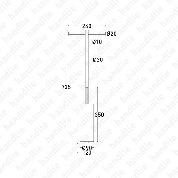 WC.9102 - Double toilet roll and brush holder - Stainless Steel