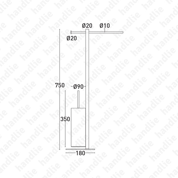 WC.9103 - Toillet tower rail with roll holder and brush holder