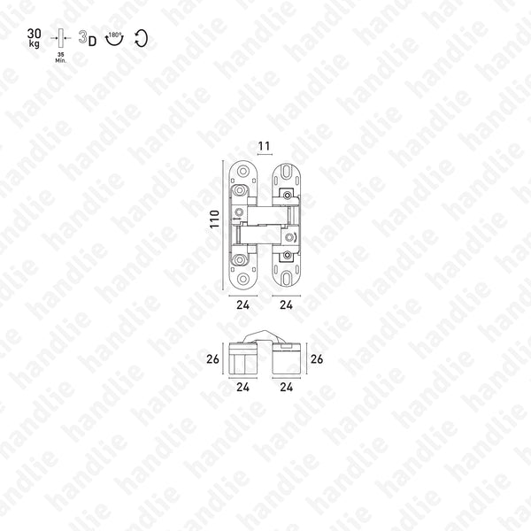 116.3D -  3D Concealed hinges - Load capacity 30Kg