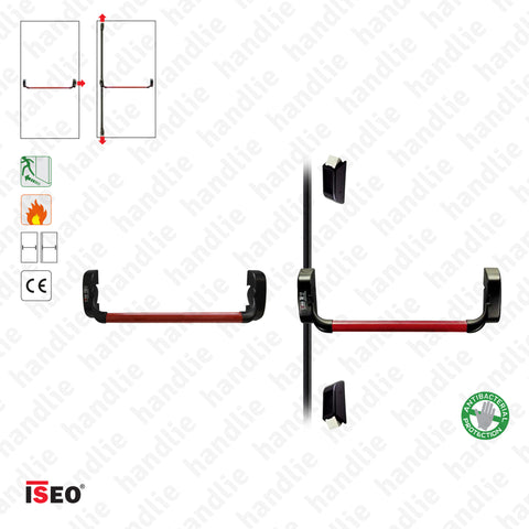 IDEA BASE - Vertical Bolts and Panic Bar - 3 locking points - 2 Leaves - Red