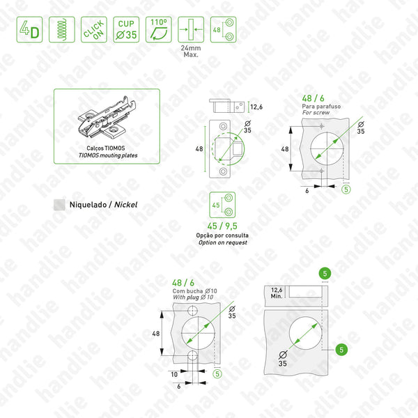 D.GRA.F045 - "TIOMOS" hinge, 110º - 4D Adjustment | GRASS