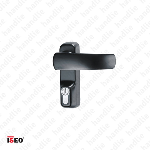 TRIM 9401.11005T - Black turning lever handle with cylinder (key) for ISEO/IDEA panic bars
