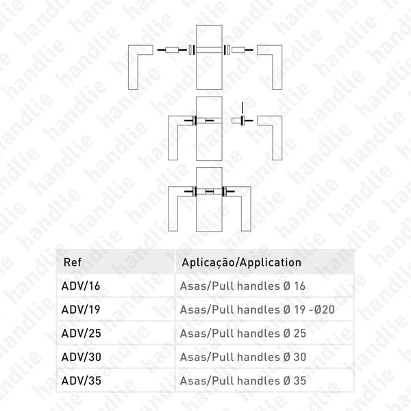 ADV - Fitting kit - Back to back pull handle / Glass doors fixing
