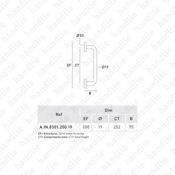 A.IN.8301 - Single pull handle for doors - Stainless Steel