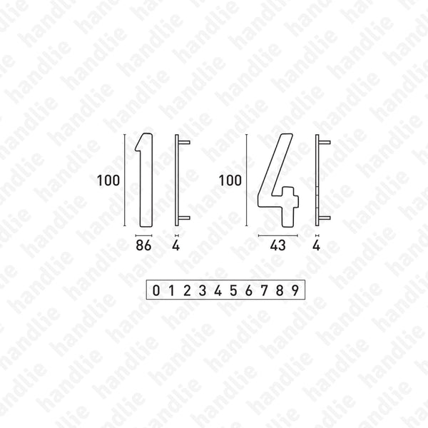 ALG.10 - Numerals (0 to 9) - 100mm - Aluminium