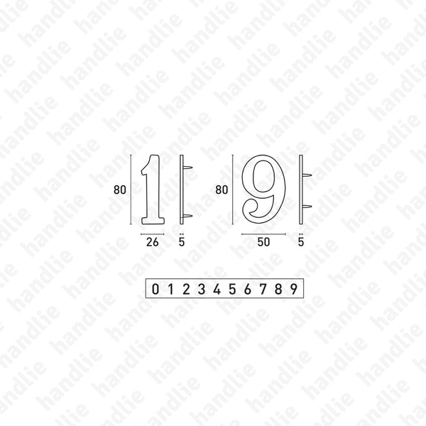 ALG.8 - Numerals (0 to 9) - 80mm - Aluminium