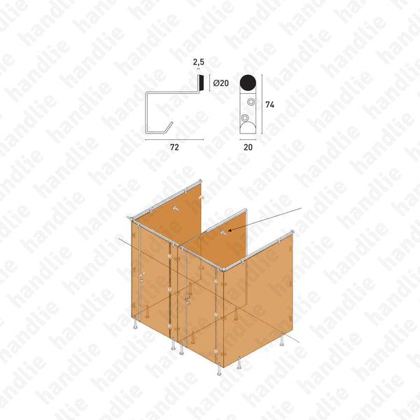 ASM.529 - Hook / door stop - Stainless Steel