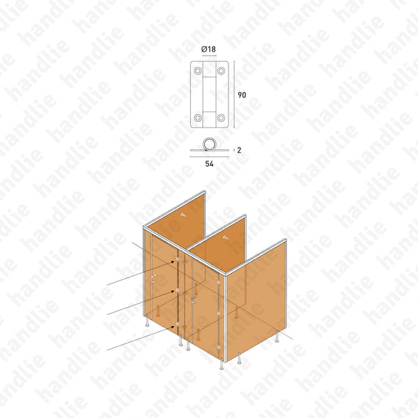 ASM.805.B - Hinge for cubicles - Stainless Steel