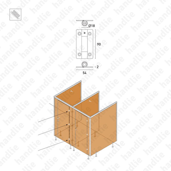 ASM.805.C - Hinge with spring for cubicles - Stainless Steel