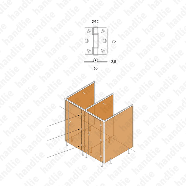 ASM.805.D - Hinge for cubicles - Stainless Steel