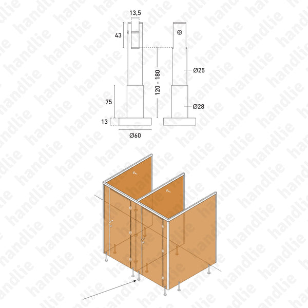 ASM.817.2 - Leg for panel - Stainless Steel