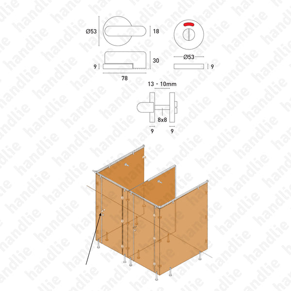 ASM.8237 - WC turn and release with indicator - Stainless Steel