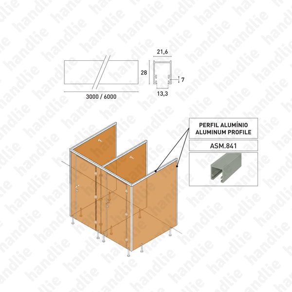 ASM.841 - Vertical or horizontal profile - Aluminium