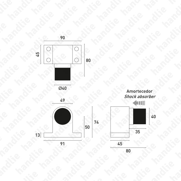 BP.IN.8132 - Door stop for heavy doors - 304 STAINLESS STEEL