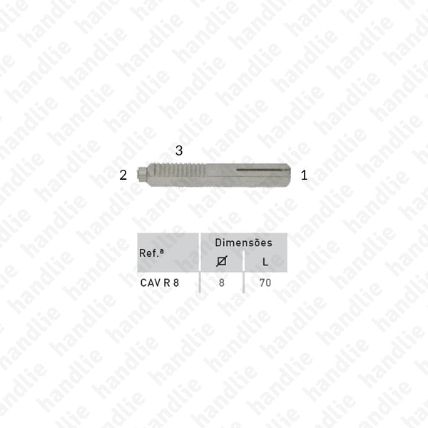 CAV.R8 - Square spindle for single turning handle Q.8 - STEEL