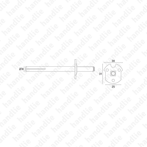 CAV.RF.8 - Square spindle for single turning handle + fixed handle Q.8 - STEEL