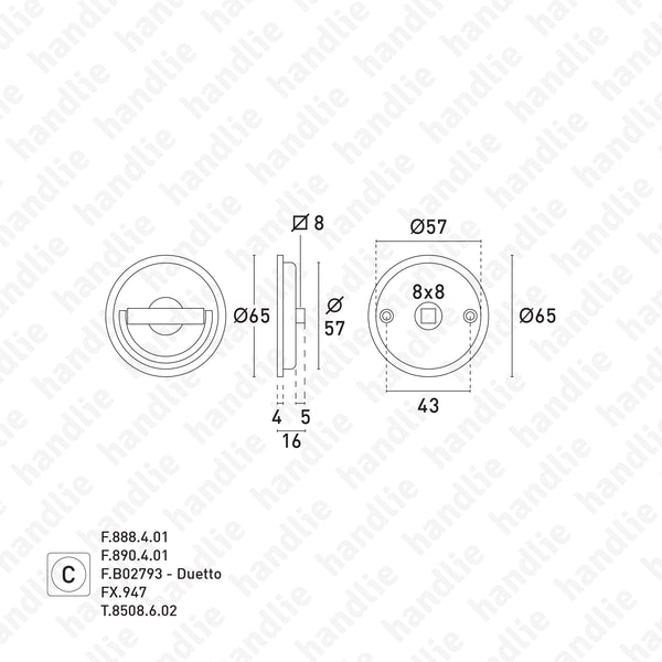 CE.8251 - Flush ring pull handle Ø65  - BRASS