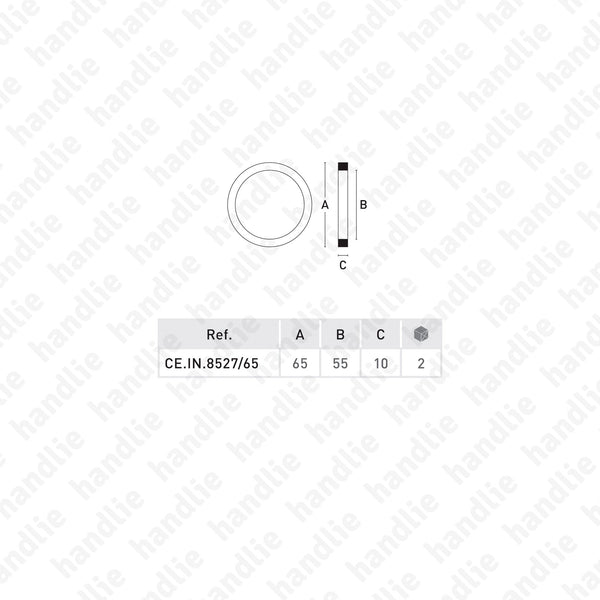 CE.IN.8527 - Flat flush handle for glass or wooden doors - Ø65 - Stainless Steel