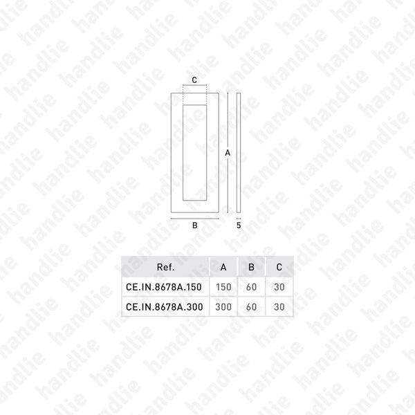 CE.IN.8678A - Rectangular flat flush handle for glass or wooden doors - Stainless Steel