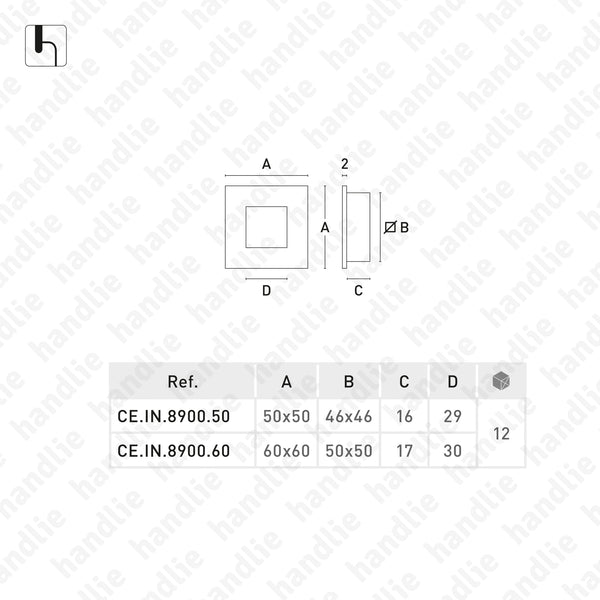 CE.IN.8900 - Flush handle 55x55 - Stainless Steel
