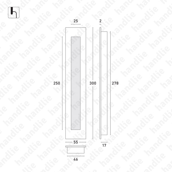 CE.IN.8904 / CE.IN.8905 - Flush handles 300x55 - Stainless Steel