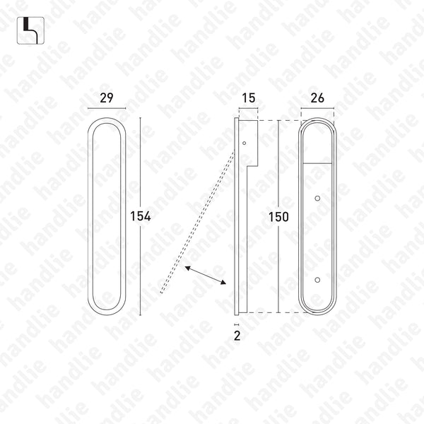 CE.IN.8908 - Finger pull 154x29 - Stainless Steel