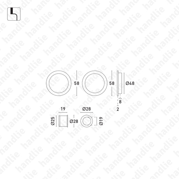 CE.KIT.66.CD - Round flush handle kit Ø58