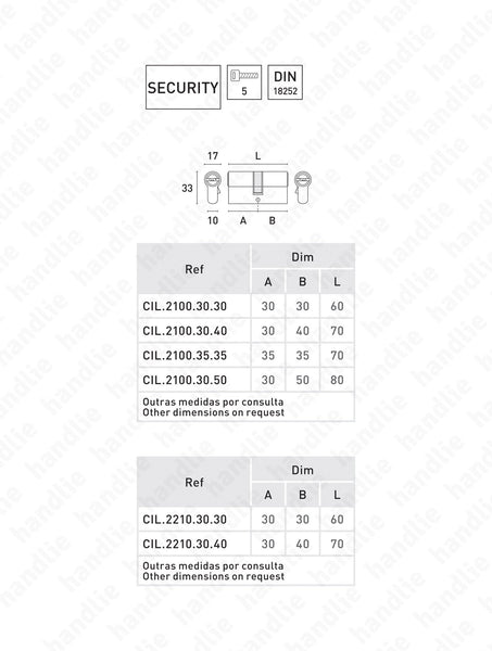 CIL.2100 - Security euro cylinder - Key / Key - Budget Series