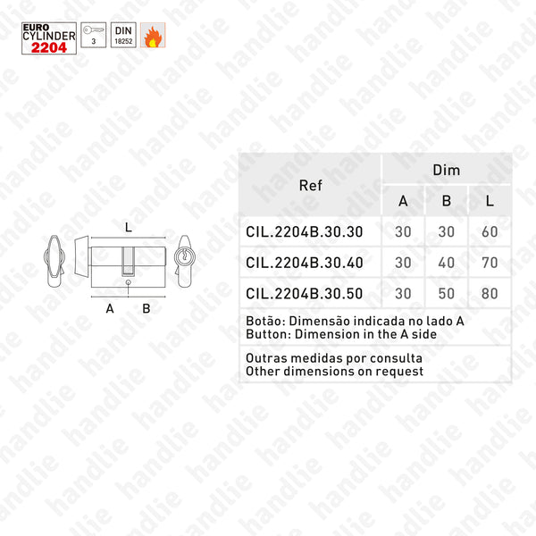 CIL.2204.B - Euro cylinder - Key / Knob