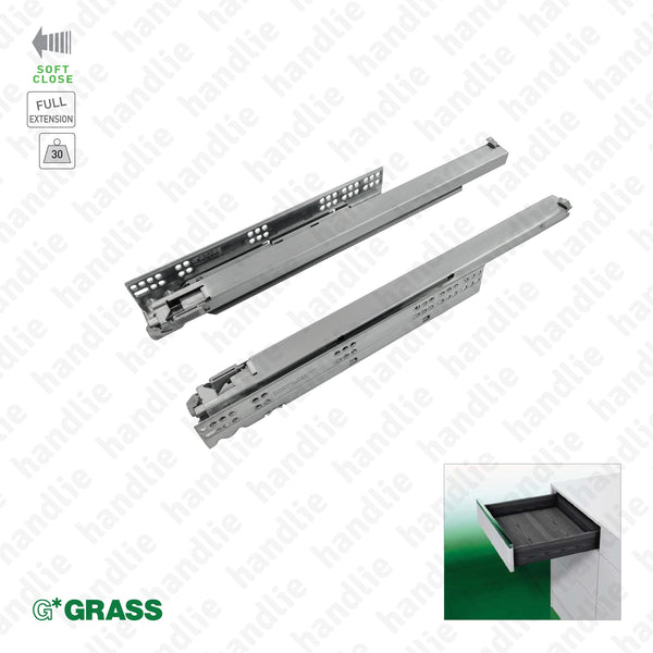 COR.7002 - DYNAMOOV - GRASS - Concealed slides with Soft-Close for drawers / Full extension slide / 30kg | GRASS