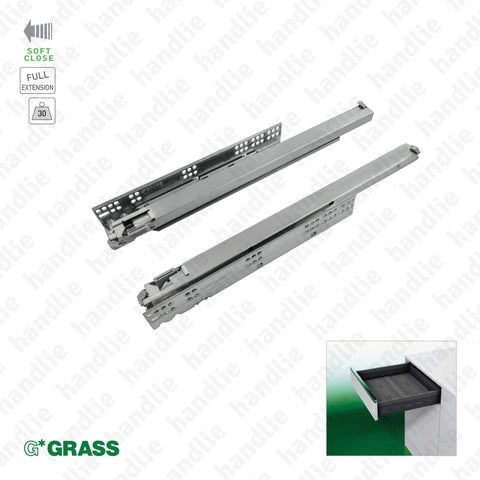 COR.7002 - DYNAMOOV - GRASS - Concealed slides with Soft-Close for drawers / Full extension slide / 30kg | GRASS