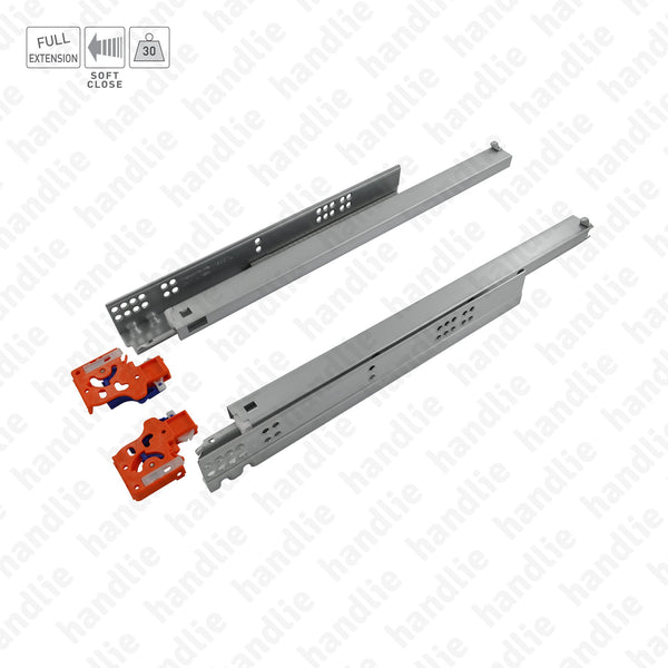COR.814 -  Concealed slides for drawers / Full extension slide / 30Kg