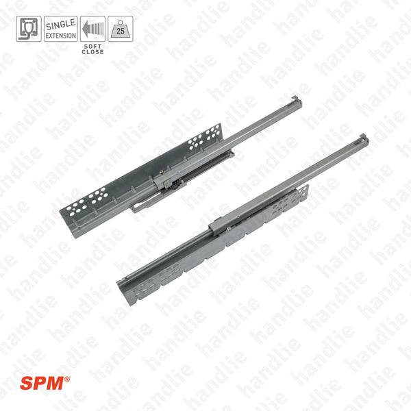 COR.819 - Concealed slides for drawers / Single extension slide / 25Kg