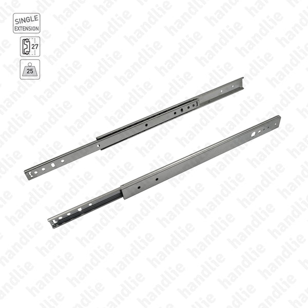 COR.A27 - Ball bearing slides / Single extension slide / 25Kg (pair)