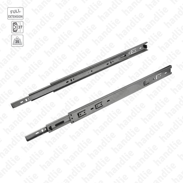 COR.A37.2L - Ball bearing slides for drawers / Double extension / Full extension slide / 35Kg (pair)