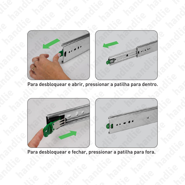 COR.A78.2L - with stay closed/open feature - Double extension / Full extension slide up to 1500mm / 325kg