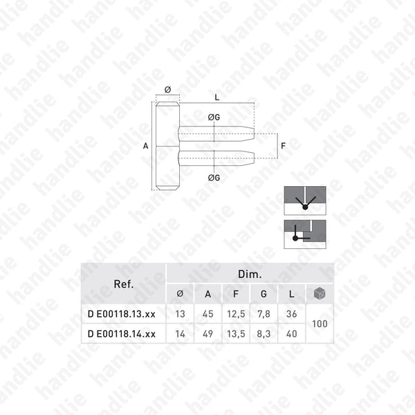 D.118 - Drill-in hinge for doors or windows - Steel