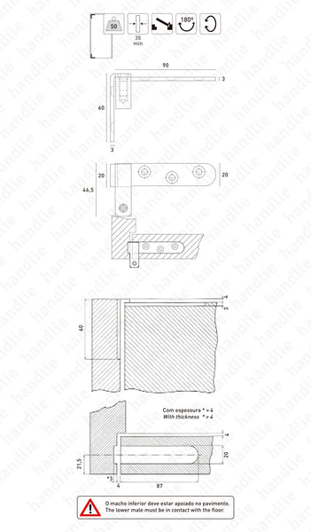 D.1972 - Square pivot - Steel