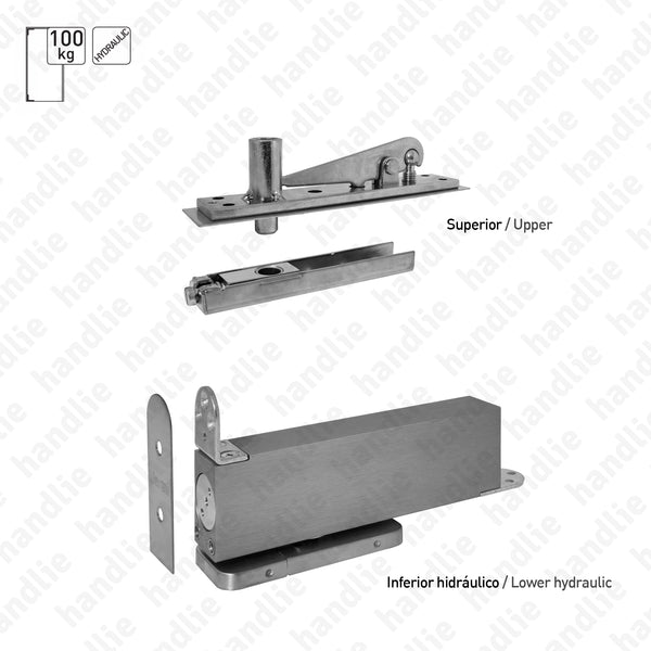 D.1998 - Double action hydraulic pivot kit for single or double action doors - Stainless Steel
