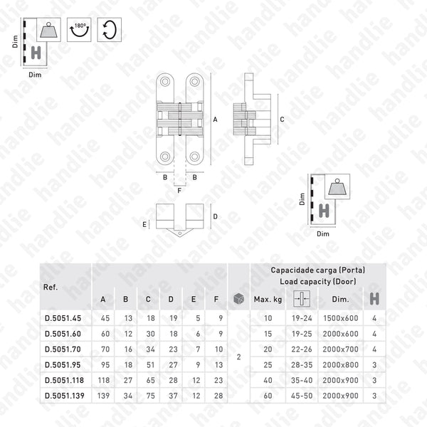 D.5051 - Concealed hinge for doors and furniture