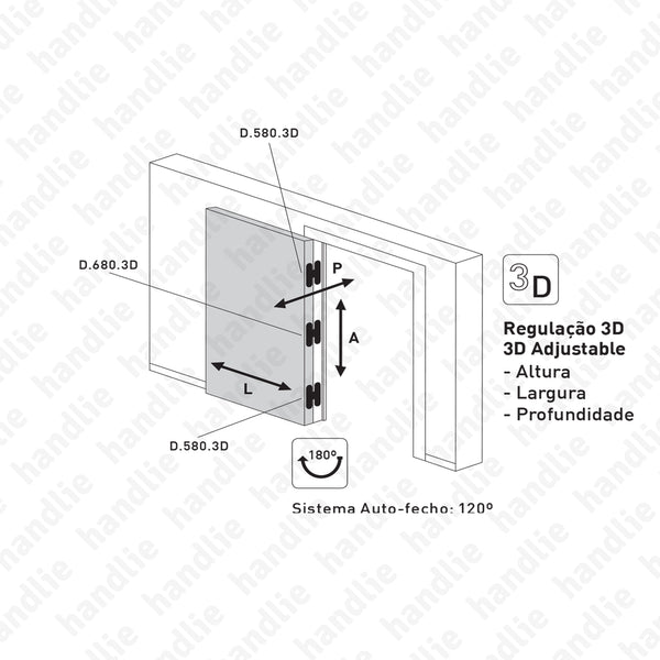 D.680.3D - 3D Concealed hinge - With spring