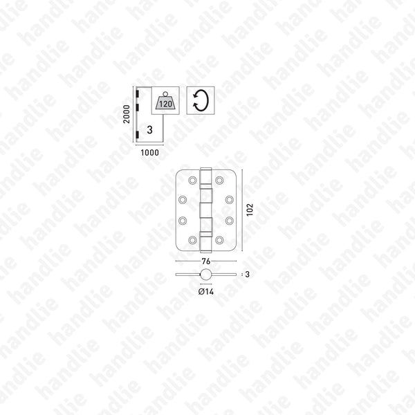 D.8023.R/100 - Butt Hinge - Stainless Steel